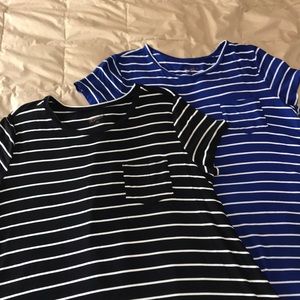 Black and Blue striped pocket swing dresses
